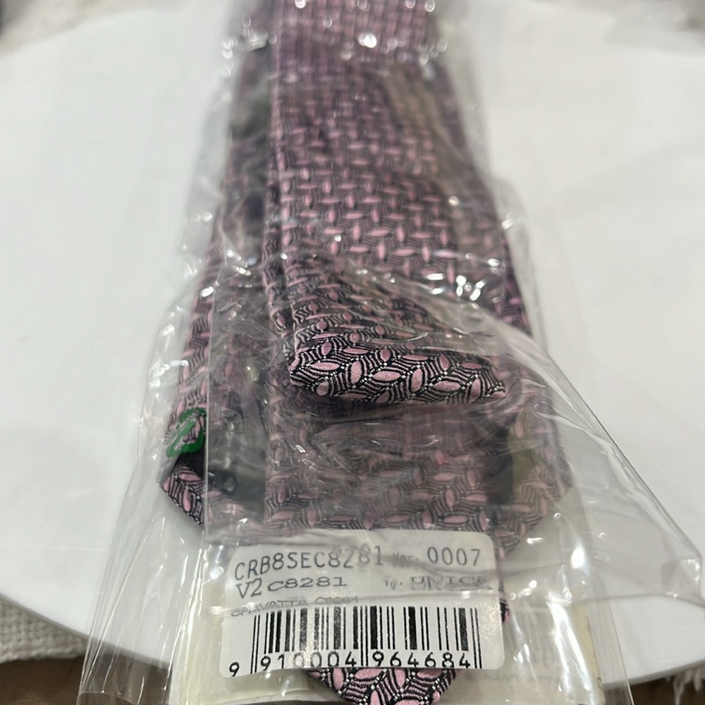 VERSACE COLLECTION MEN’S TIE PINK/BLACK CARAVATTA SAKS BRAND NEW - Picture 4 of 5